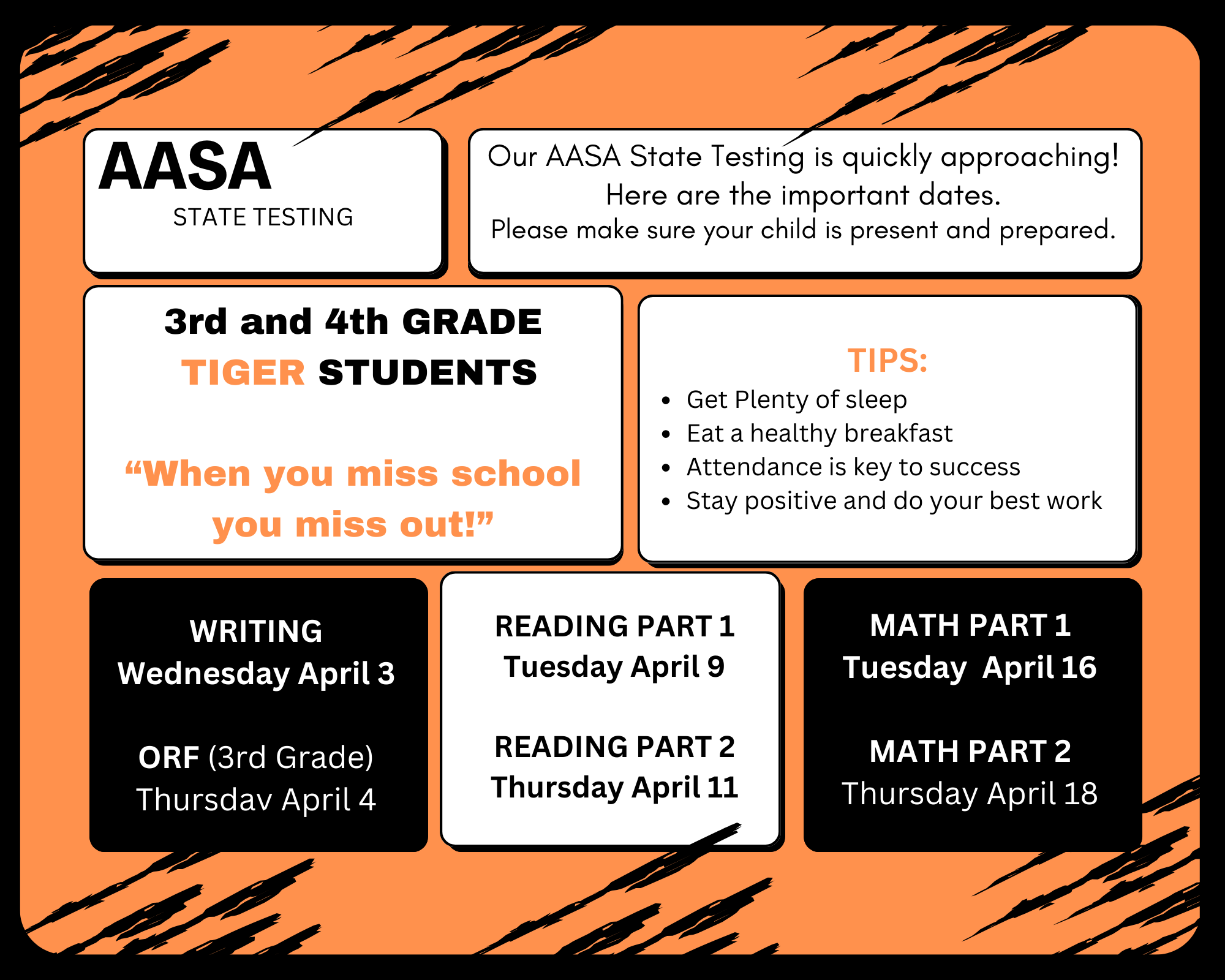 AASA State Testing flyer